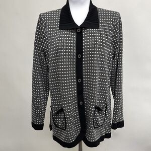 Misook Women's Knit Cardigan Top X-Large Black White